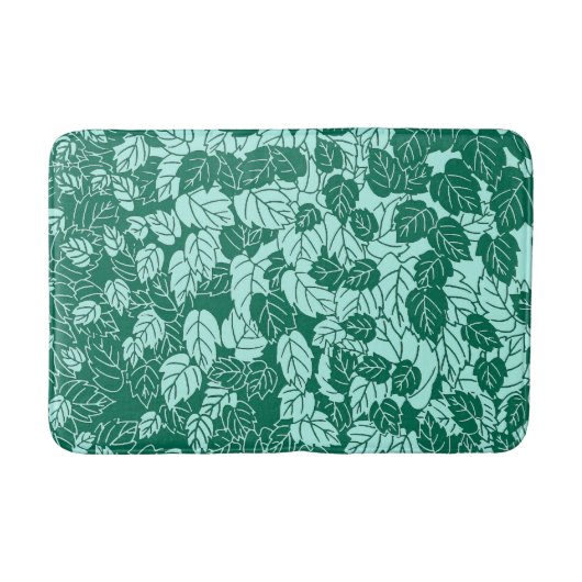 Japans Leaf Print, Turquoise en Aqua Badmat (Voorkant)