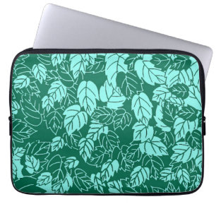 Japans Leaf Print, Turquoise en Aqua Laptop Sleeve