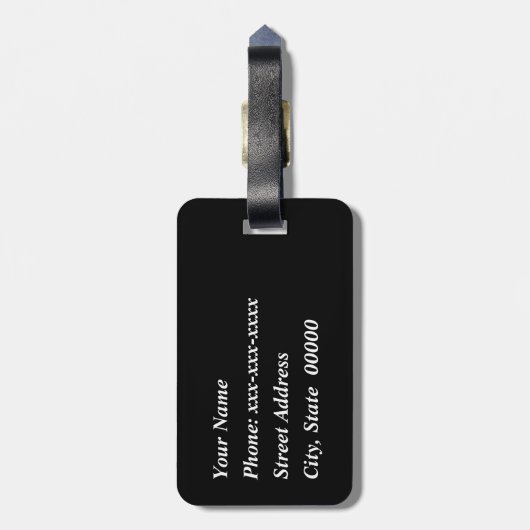 Japans Leaf Print, zwart en wit Bagagelabel (Achterkant verticaal)