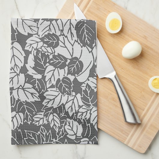 Japans leren afdrukken, licht en donkergrijs / gri theedoek (Quarter Fold)