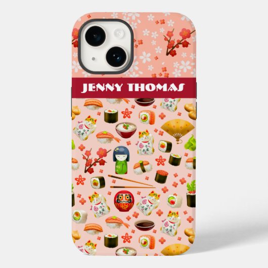 Japans liefdessushi-visschotel op roze Case-Mate iPhone case (Achterkant)