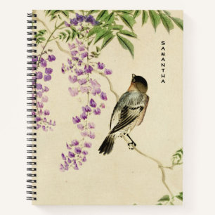 Japans  Lila Sparrow Spiral Notitieboek