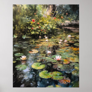 Japans Lotus Bloemenvijver Art Print Poster