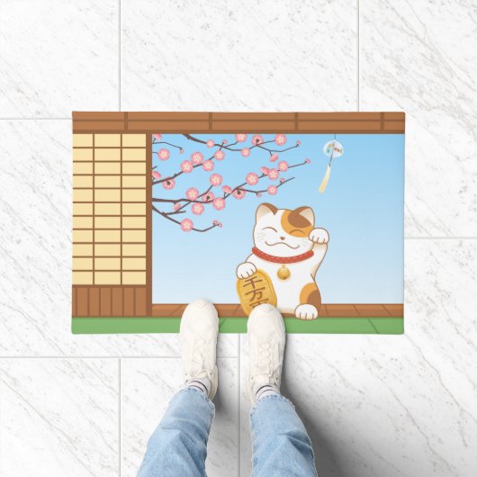 Japans Lucky Calico Cat, Maneki Neko Deurmat (Binnen)