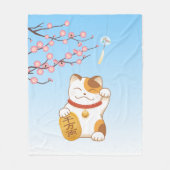 Japans Lucky Calico Cat, Maneki Neko Fleece Deken (Voorkant)