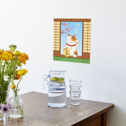 Japans Lucky Calico Cat, Maneki Neko Folie Afdrukken (Laag (Keuken))