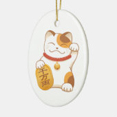 Japans Lucky Calico Cat, Maneki Neko Keramisch Ornament (Links)