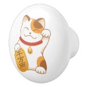 Japans Lucky Calico Cat, Maneki Neko Keramische Knop (Rechts)