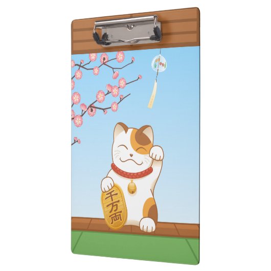 Japans Lucky Calico Cat, Maneki Neko Klembord (Links)