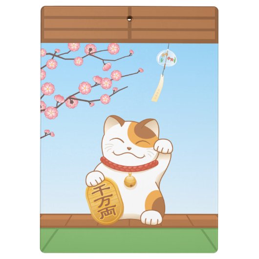 Japans Lucky Calico Cat, Maneki Neko Klembord (Achterkant)
