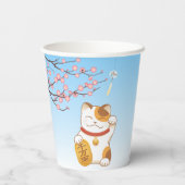 Japans Lucky Calico Cat, Maneki Neko Papieren Bekers (Achterkant)