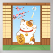 Japans Lucky Calico Cat, Maneki Neko Poster (Voorkant)