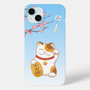Japans Lucky Cat, Calico Maneki Neko iPhone 15 Mini Hoesje