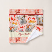 Japans Lucky Cat Kimono Peach Roze Koi Carp Bad Handdoek (Wasdoekje)