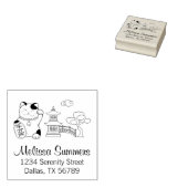 Japans Lucky Cat, Maneki Neko Adres 2 Rubberstempel (Gestempeld)