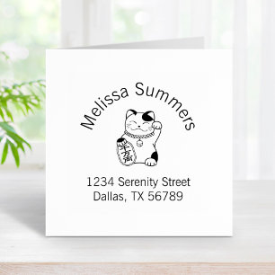 Japans Lucky Cat, Maneki Neko Arch Adres Rubberstempel