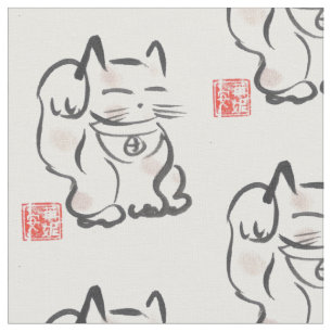 Japans Lucky Cat Maneki Neko Fabric Stof