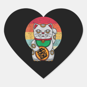 Japans Lucky Cat Maneki Neko Kawaii Koban Feng Hart Sticker