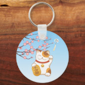 Japans Lucky Cat, Maneki Neko Sleutelhanger (Voorkant)