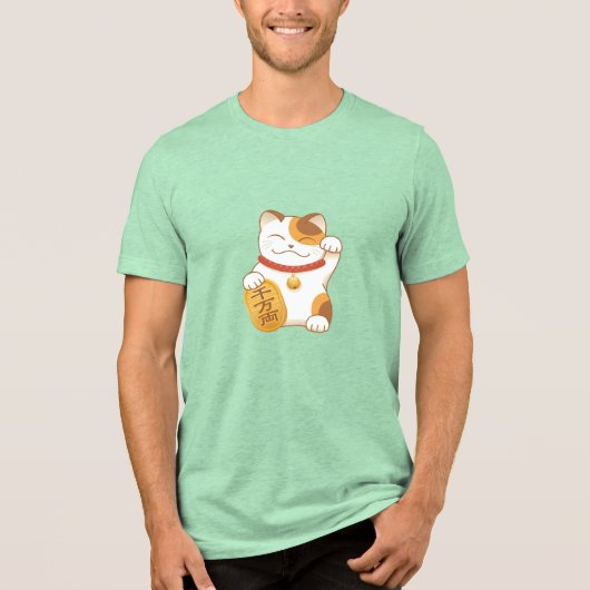 Japans Lucky Cat, Maneki Neko Tri-Blend Shirt (Voorkant)