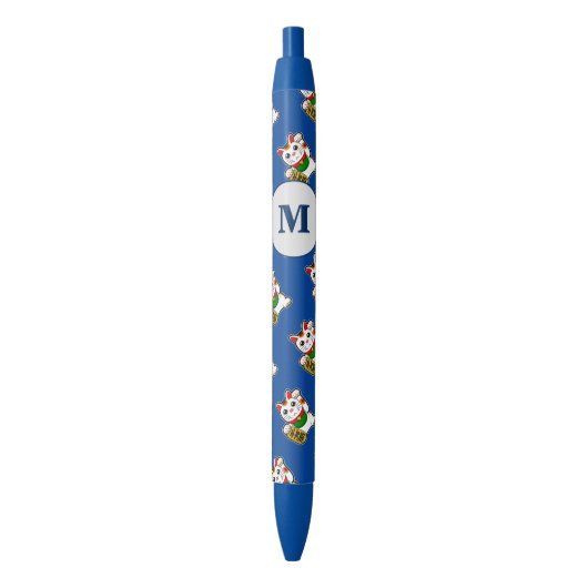 Japans Lucky Cat Monogram Zwarte Inkt Pen (Voorkant Verticaal)