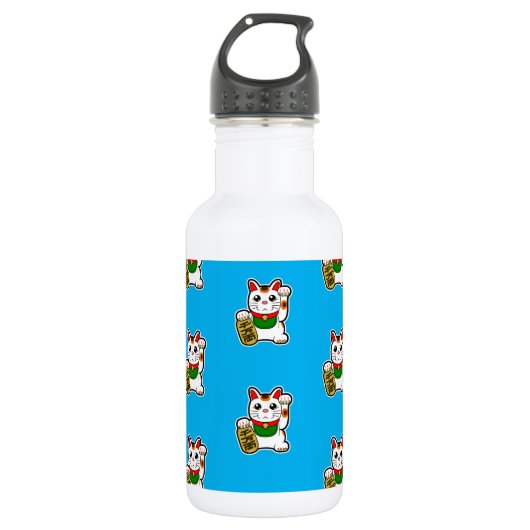Japans Lucky Cat Pattern Waterfles (Voorkant)