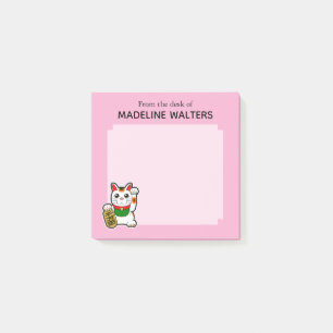 Japans Lucky Cat Roze Gepersonaliseerd Post-it® Notes