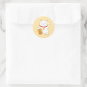 Japans Lucky White Cat, Maneki Neko Ronde Sticker (Tas)