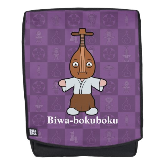 Japans Lute Man Biwa-bokuboku: Cartoon Yokai Rugtassen (Voorkant)