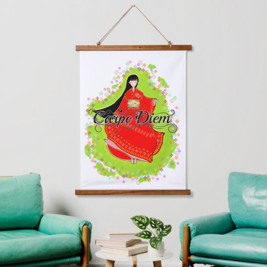 Japans Maiko Carpe Diem Hangend Wandkleed (Woonkamer)