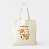 Japans Maneki Neko Good Luck Cat Doodle Tote Bag (Achterkant)