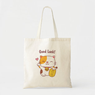 Japans Maneki Neko Good Luck Cat Doodle Tote Bag