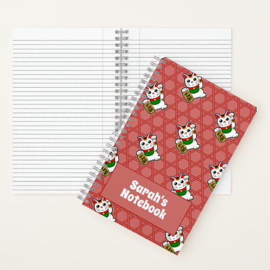 Japans Maneki Neko Patroon Notitieboek (Binnen)