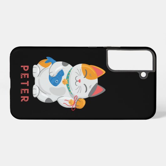 Japans Maneki Neko White Cat, gelukssymbool Samsung Galaxy Hoesje (Achterkant horizontaal)