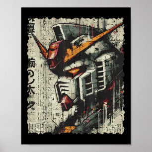 Japans Mecha Robot Head Anime Art Mannen Bo Poster