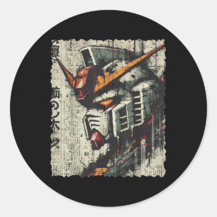 Japans Mecha Robot Head Anime Art Mannen Bo Ronde Sticker