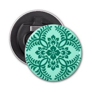 Japans Medallion Pattern, Aqua en Turquoise Button Flesopener