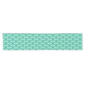 Japans Medallion Pattern, Aqua en Turquoise Sh Korte Tafelloper (Horizontaal)