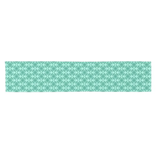 Japans Medallion Pattern, Aqua en Turquoise Sh Korte Tafelloper (Horizontaal)