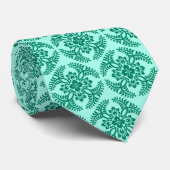 Japans Medallion Pattern, Aqua en Turquoise Stropdas (Opgerold)