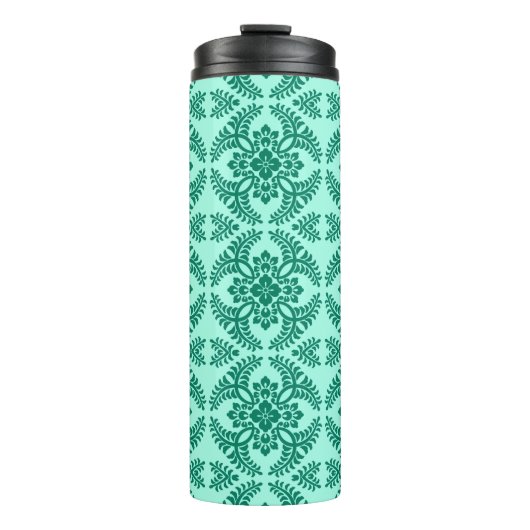Japans Medallion Pattern, Aqua en Turquoise Thermosbeker (Voorkant)