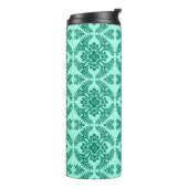 Japans Medallion Pattern, Aqua en Turquoise Thermosbeker (Gedraaid links)