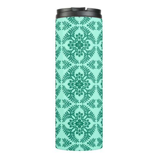 Japans Medallion Pattern, Aqua en Turquoise Thermosbeker (Achterkant)