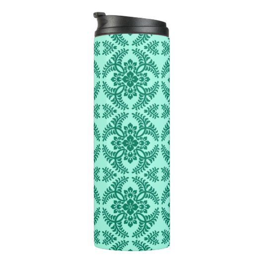 Japans Medallion Pattern, Aqua en Turquoise Thermosbeker (Geroteerd rechts)