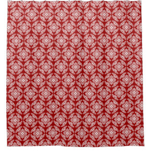 Japans Medallion Pattern, Deep Red en White Douchegordijn