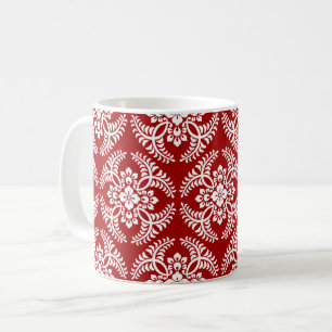 Japans Medallion Pattern, Deep Red en White Koffiemok