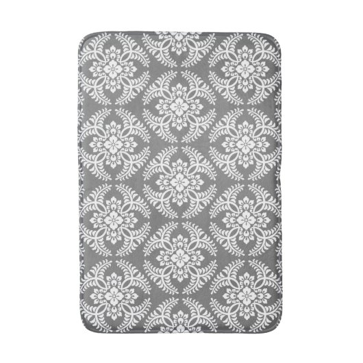 Japans Medallion Pattern, grijs / grijs & wit Badmat (Voorkant Verticaal)