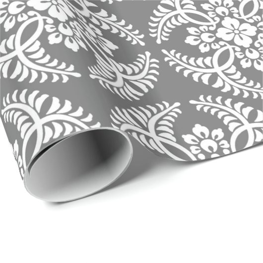 Japans Medallion Pattern, grijs / grijs & wit Cadeaupapier (Rol Hoek)