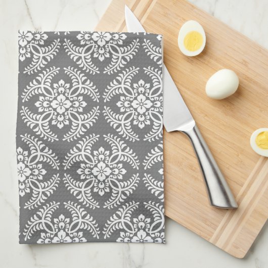 Japans Medallion Pattern, grijs / grijs & wit Theedoek (Quarter Fold)