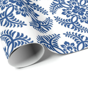 Japans Medallion Pattern, kobalt Blue en White Cadeaupapier